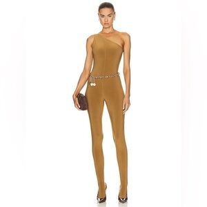 Nwt NORMA KAMALI one shoulder jumpsuit catsuit in woods brown small women’s